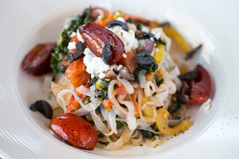 Mediterranean salad with olives and feta cheese